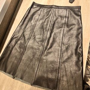 BCBG MaxZaria black leather above the knee skirt, size 8